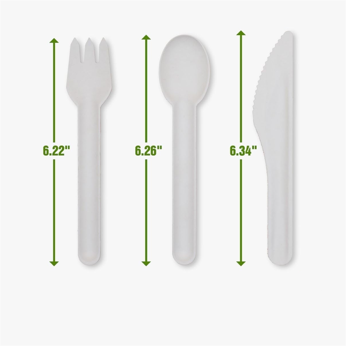 Compostable Spoons Knives Forks Cutlery Set BPI Certified Disposable Paper Utensils 50 Pack Heavy Duty Biodegradable Eco-Friendly Made of Bagasse
