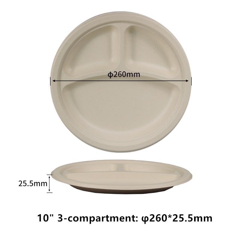 Paper Plates 10 Inch 3 Compartment Heavy Duty - Disposable Paper Plates - Compostable Large Paper Plates Bulk Eco-Friendly Everyday Use Parties Commercial Settings