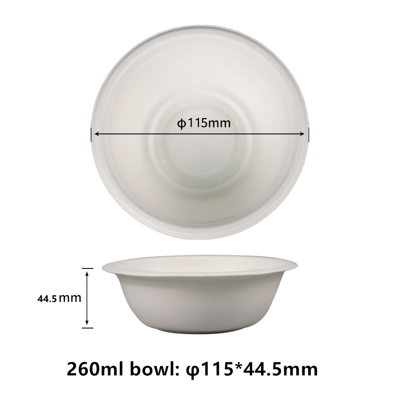 Compostable Paper Bowls 260ml Disposable Soup Bowl Heavy Duty, Eco-Friendly, Biodegradable Bagasse Hot Food
