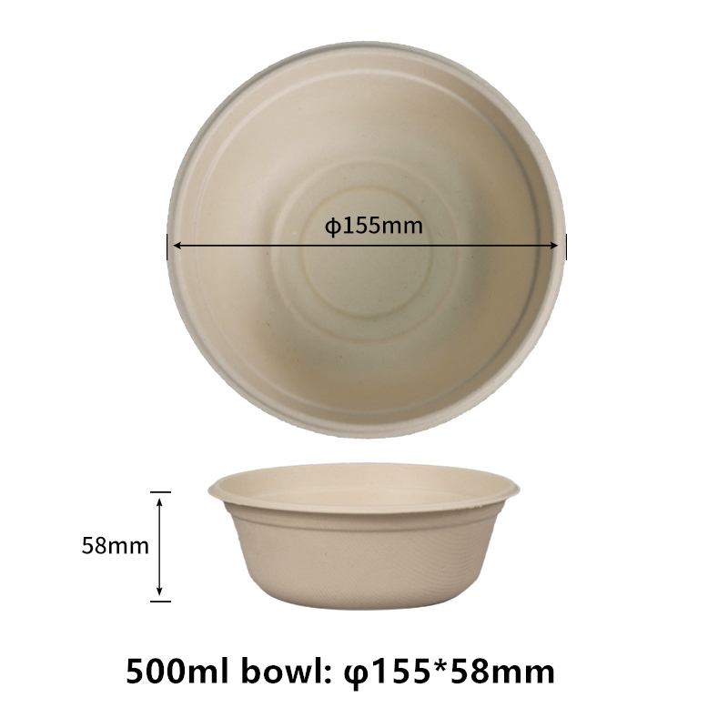 Paper Bowls, 100% Compostable 500ml Disposable Soup Bowl PFAS-Free BPI Certified Heavy Duty Eco-Friendly, Biodegradable Bagasse Hot Food Bowls