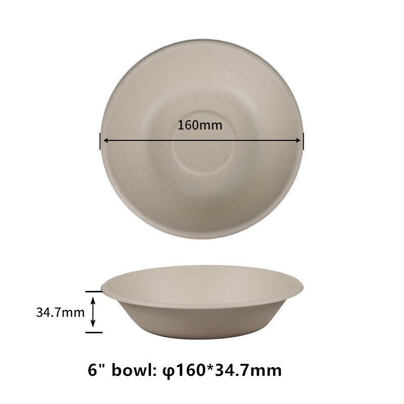 Compostable Paper Bowls 6 inch 400ml Eco Friendly Disposable Bowls Made with Bagasse Strong Heavy Duty Durable and Microwave