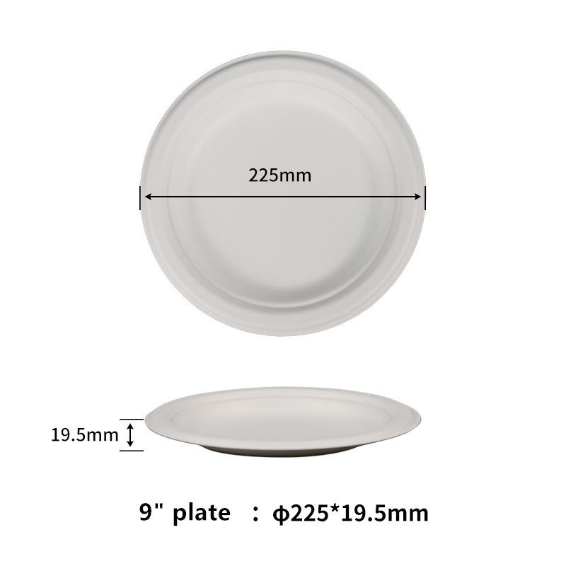 100% Compostable 9 Inch Heavy-Duty Eco-Friendly Disposable Bagasse Plate, Made of Natural Sugarcane Fibers