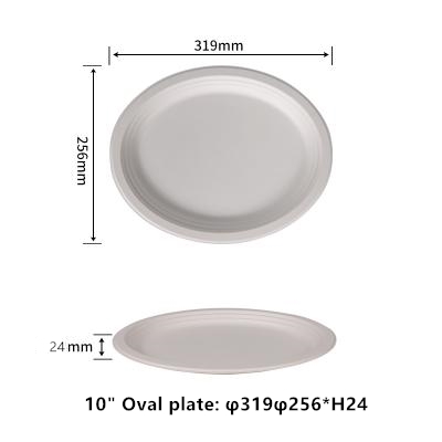 100% Compostable 10 Inch Oval Plate Heavy-Duty Eco-Friendly Disposable Bagasse Plate, Made of Natural Sugarcane Fibers Everyday Use Parties Commercial Settings