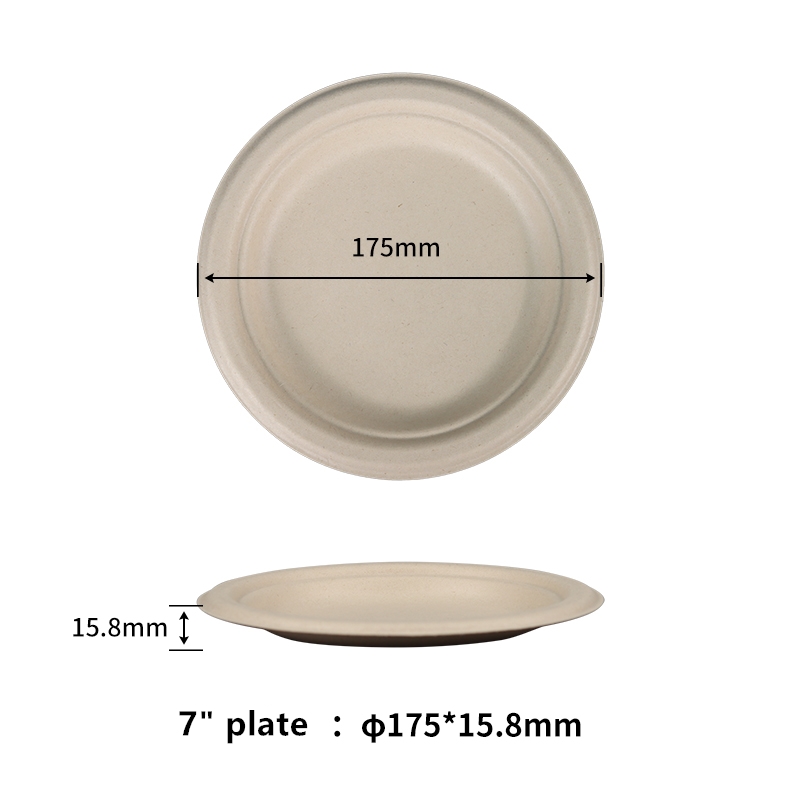 100% Compostable 7 Inch Heavy Duty Disposable Plates Plates - Eco-Friendly, Biodegradable Sugarcane Bagasse Dinner Plate Disposable