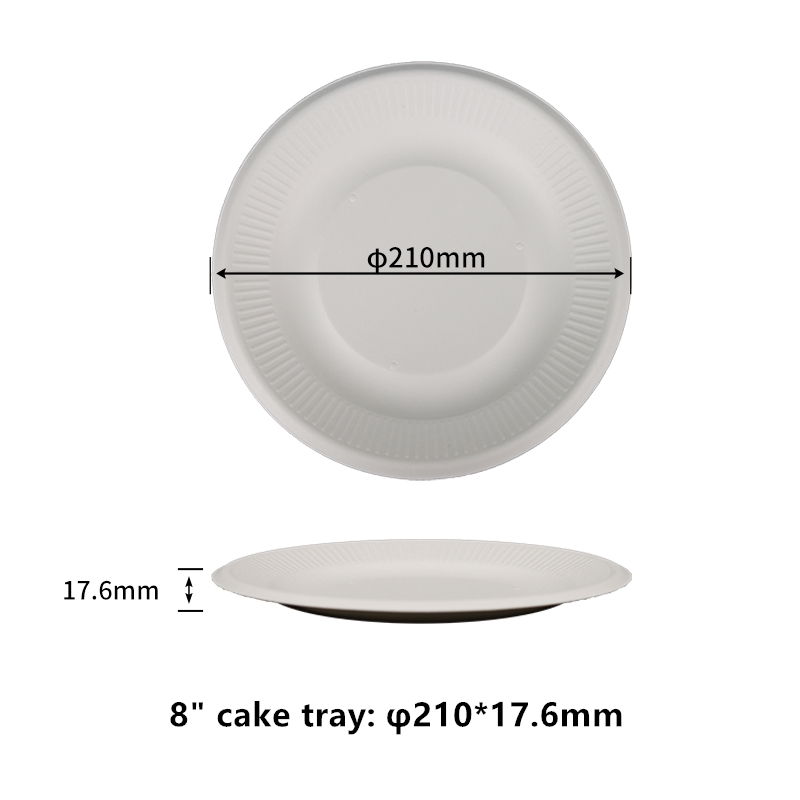Paper Plates 8 inch Cake Tray Small Compostable Plates Heavy Duty Disposable Biodegradable Eco-Friendly Sugarcane Plates