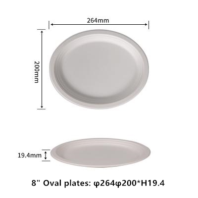 Compostable 8 Inch Oval plate Heavy-Duty Eco-Friendly Disposable Bagasse Plate, Made of Natural Sugarcane Fibers Everyday Use Parties Commercial Settings