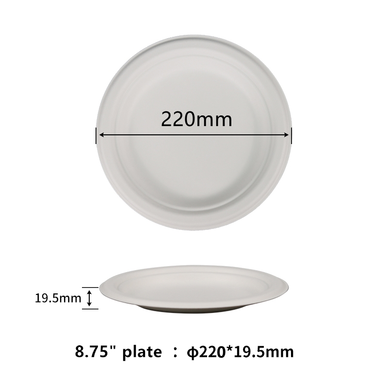 Disposable Plates 8.75 Inch 100% Compostable Heavy Duty Plate PFAS Free BPI Certified Eco-Friendly, Biodegradable Bagasse Dinner Plates