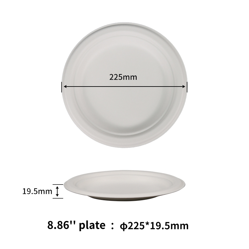 100% Compostable 8.86 Inch Heavy-Duty Eco-Friendly Disposable Bagasse Plate, Made of Natural Sugarcane Fibers - SINCERE