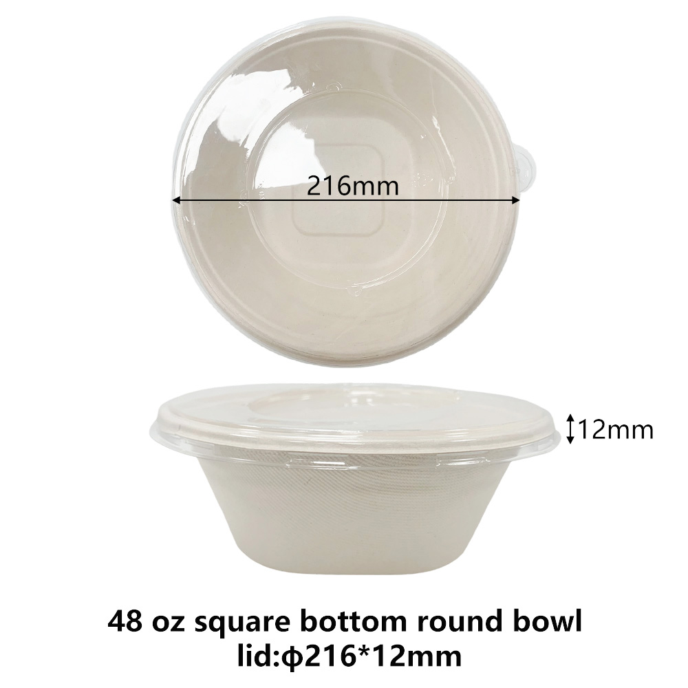 Flat PET Plastic Clear Lids  For 48 Oz Square-bottomed Round bowl - SINCERE